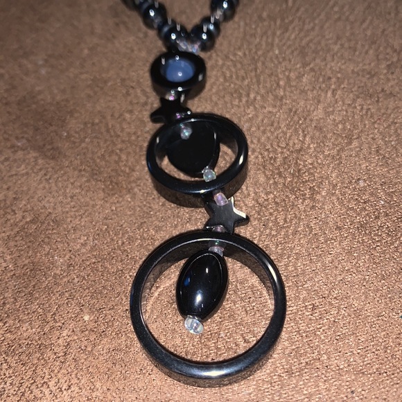 Beautiful Hermatite and Blue Stone Necklace - Picture 2 of 4
